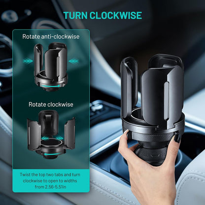 Car Cup Holder Expander Adapter (Adjustable) This Hill All Purpose Cup Holder Expander for Car with Rubber Fits Less Than 5.51" Large Bottles & Mugs & Foods & Drinks