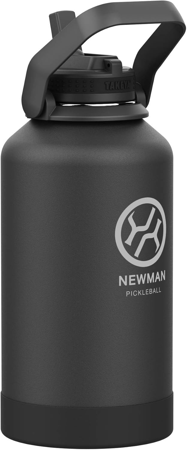 Takeya Pickleball Stainless Steel Insulated Water Bottle with Choice of Lid and Carry Handle, 32 Ounce, Dropshot Teal