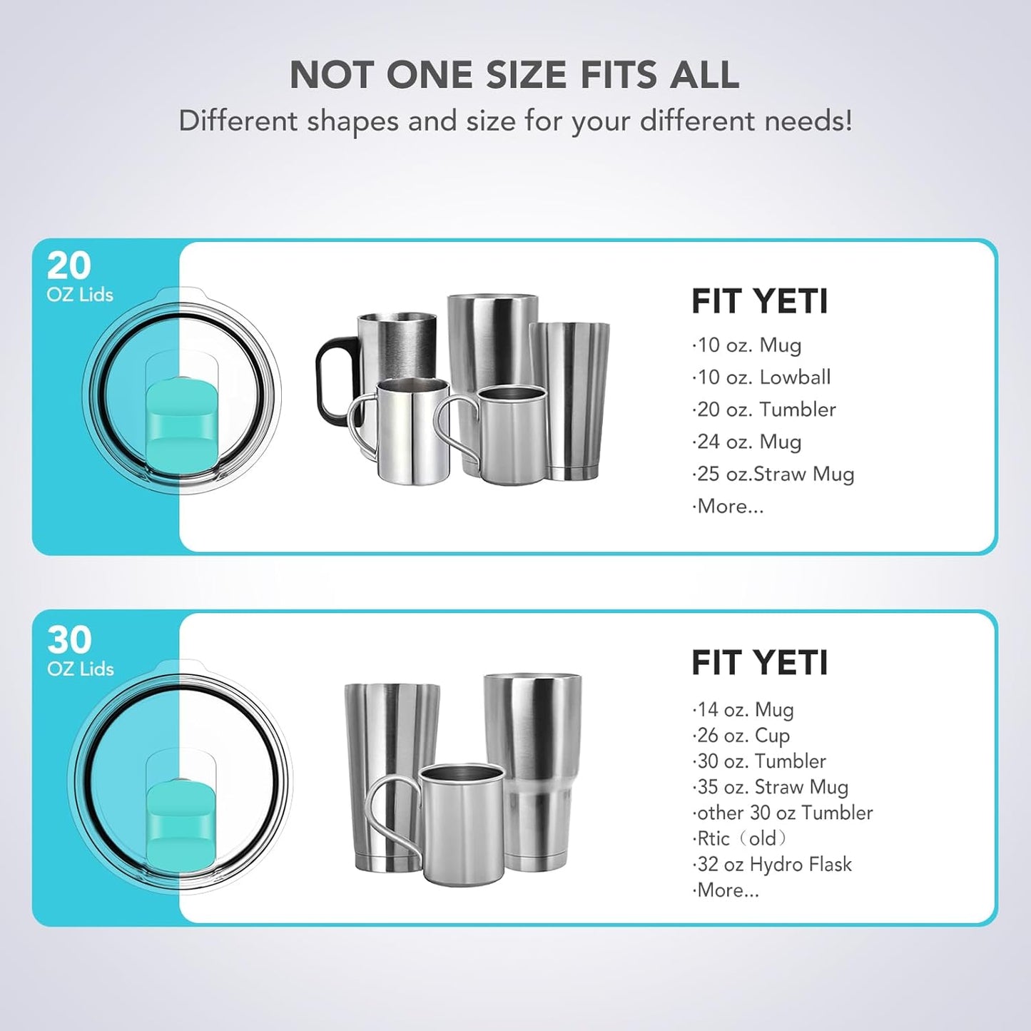 30 oz Tumbler Lid, Replacement Lids Compatible for YETI 30/32 oz Tumbler, 14 oz Mug and 35 oz Straw Mug, 2 Pack Travel Spill Proof Cup Lids Covers with Magnetic Slider Switch, BPA Free