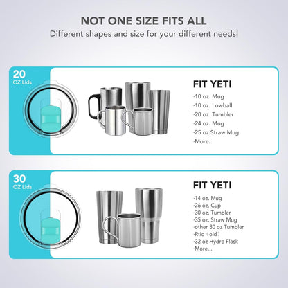 30 oz Tumbler Lid, Replacement Lids Compatible for YETI 30/32 oz Tumbler, 14 oz Mug and 35 oz Straw Mug, 2 Pack Travel Spill Proof Cup Lids Covers with Magnetic Slider Switch, BPA Free