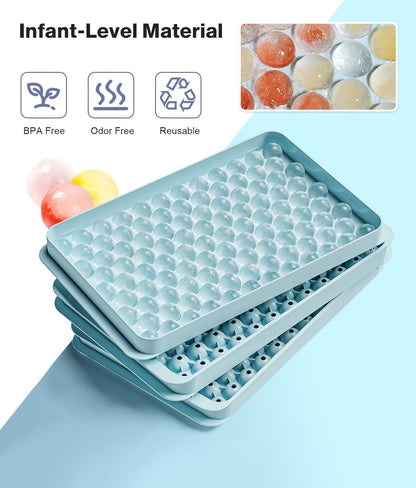 Ice Cube Tray with Lid and Bin – Round Ice Cube Trays for Freezer, BPA-Free Food-Grade Ice Mold, Stackable Ice Ball Maker, Iced Bucket Kits, Circle Ice Tray for Cocktails, Whiskey, Coffee, and Drinks