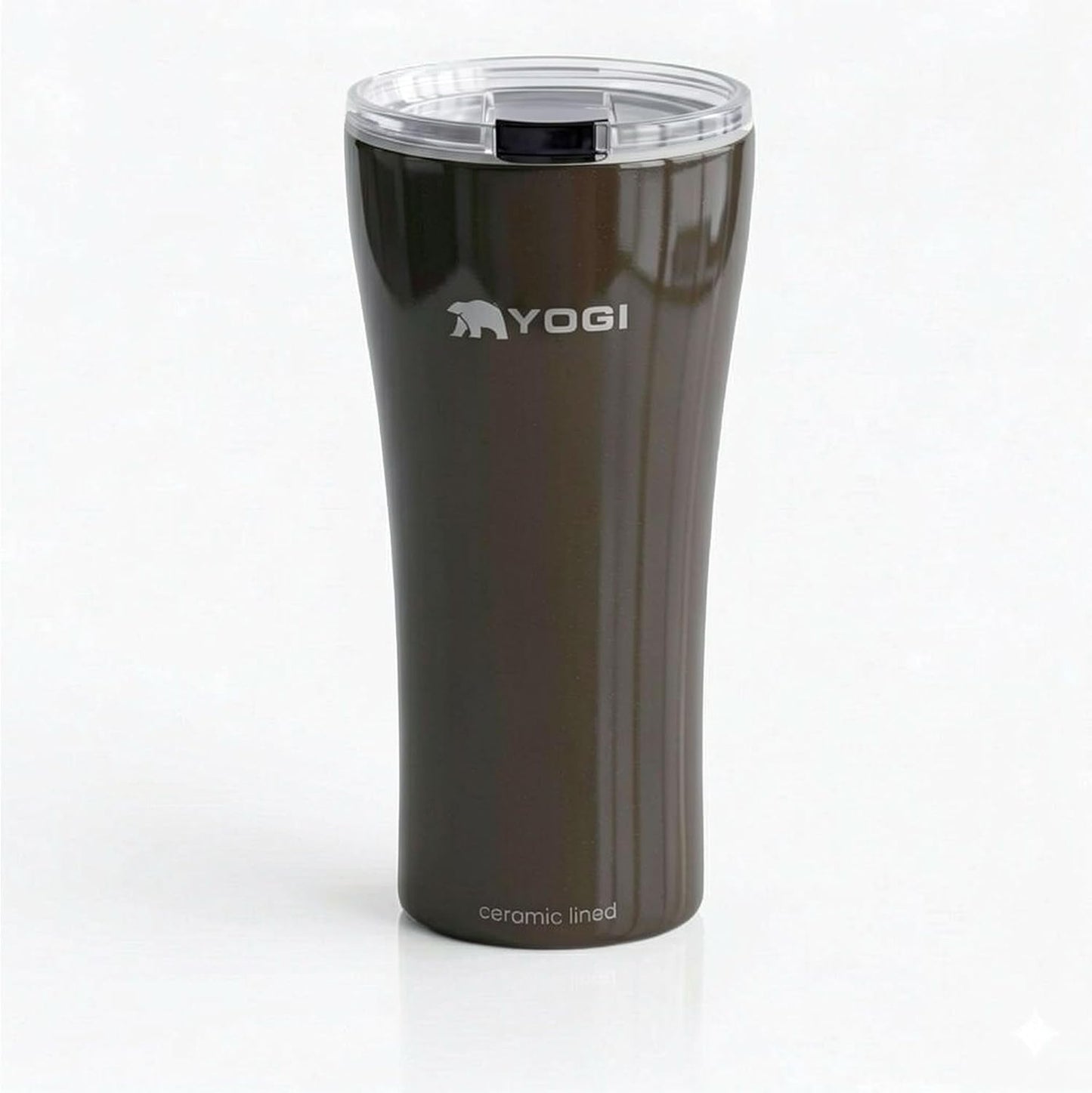 YOGI Ceramic Lined Metal Allergy Safe 16oz Coffee Tumbler with Leakproof Lid BPA Free Vacuum Insulated Stainless Steel Cupholder Friendly Travel Cup for Coffee and Water Sandstone