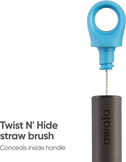 Owala 2-in-1 Water Bottle Brush Cleaner and Water Bottle Straw Cleaner Brush, Water Bottle Brush with Removable Head and Twist n� Hide Straw Brush, Smokey Blue