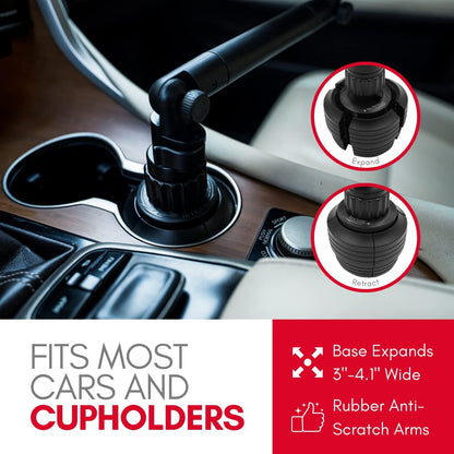 Macally Car Cup Holder Tray and Cup Holder Expander with Phone Slot - Enjoy Your Meal - 9" Car Food Tray Table and Drink Holder for Yeti, Hydroflask, etc.