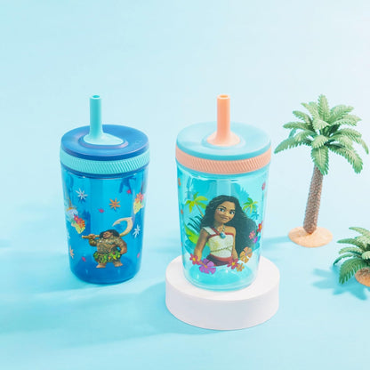 Zak Designs 15oz Bluey Kelso Tumbler Set, Leak-Proof Screw-On Lid with Straw Made of Durable Plastic and Silicone, Perfect Bundle for Kids, 2 Count (Pack of 1) - Colors B