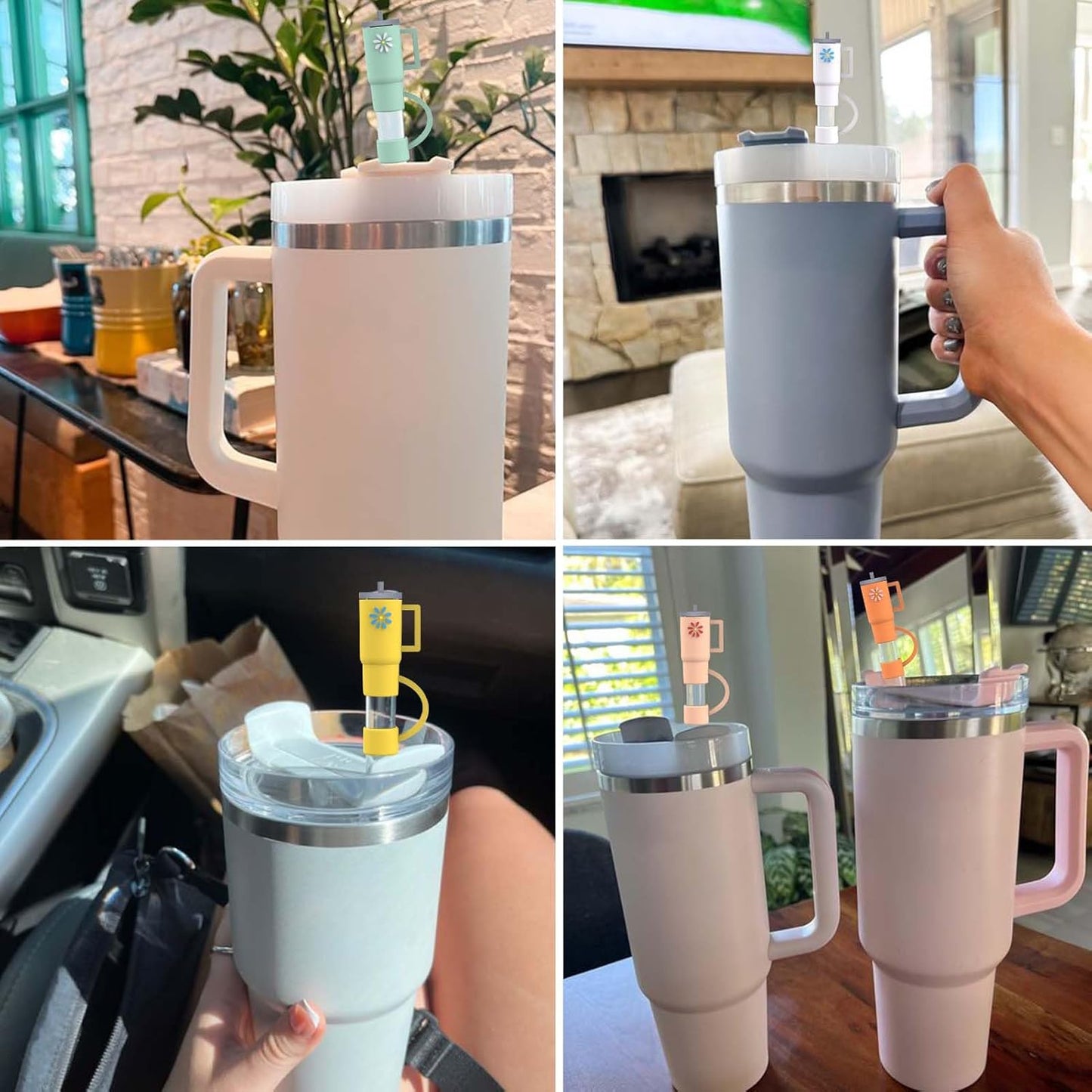 AIERSA 5Pcs Silicone Straw Cover Cap Compatible with 30&40 Oz Tumblers, Straw Tip Covers for Cups Accessories