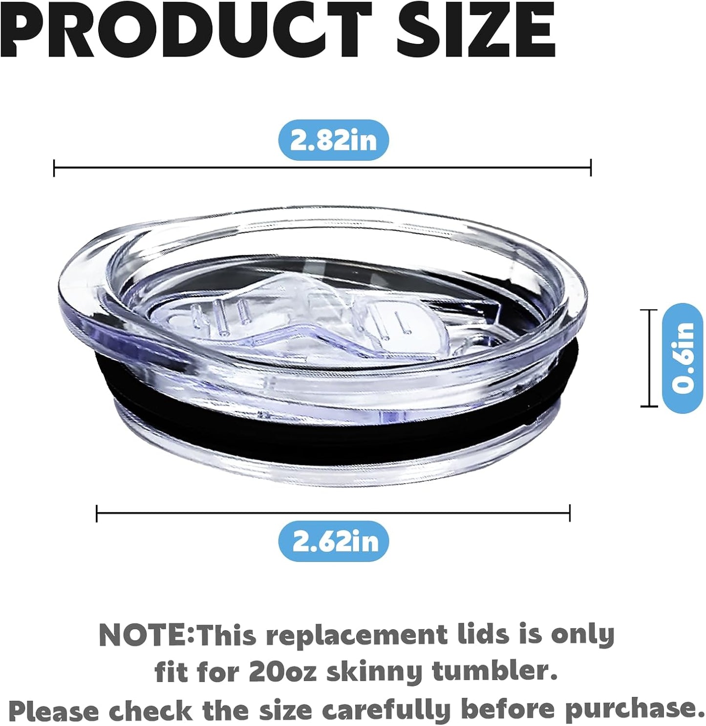 20oz Skinny Tumbler Replacement Lids 2 Pack,Spill Proof Splash Resistant Silicone Sliding Covers,Straw Friendly, BPA Free