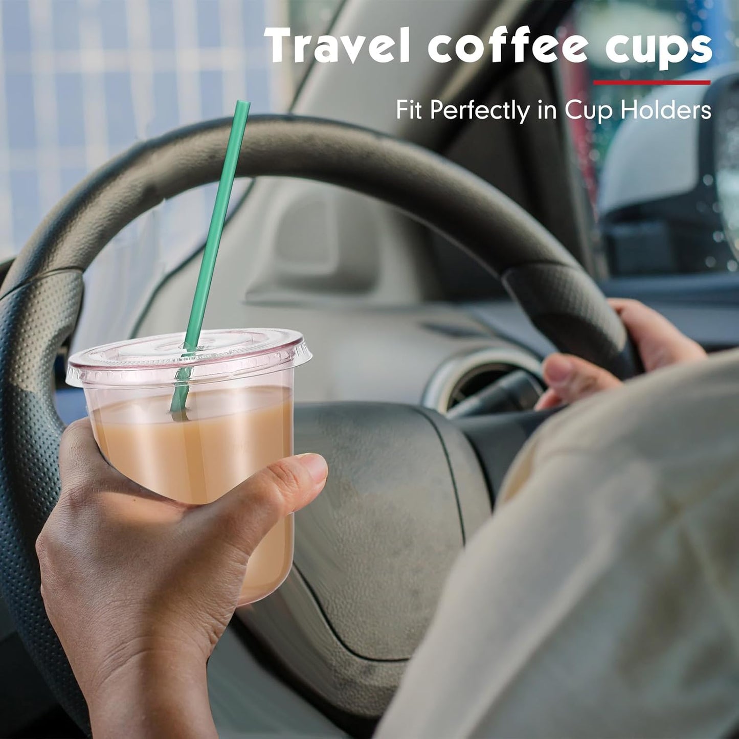 Baderke 25 Set Plastic Cups with Lids and Straws, Disposable Plastic Iced Coffee Cup for Cold Beverage Juice Smoothie Crystal for Coffee Shops Party Catering(Clear,16 oz)