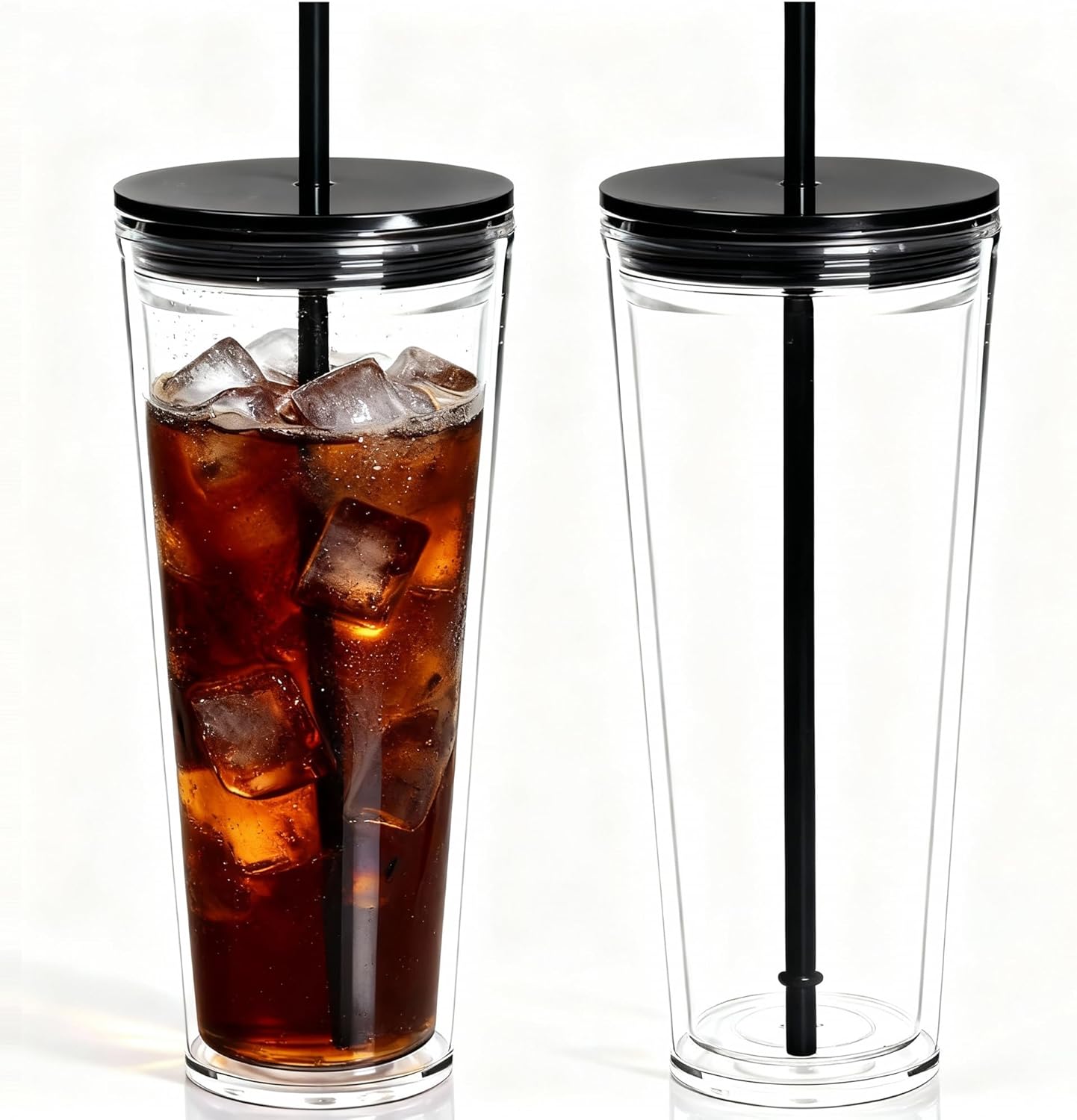 24oz Tumbler with Lid and Straw, Leak Proof and Double Wall Insulated Reusable Plastic Cups,Travel Reusable Iced Coffee Cup (1, Pink)