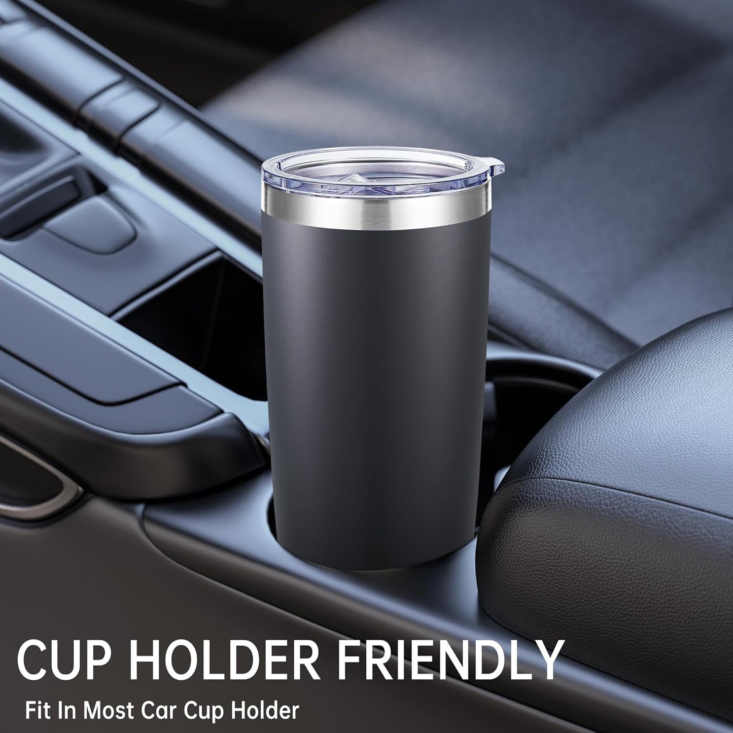 20 oz Tumblers Bulk Stainless Steel Tumbler with Lid Double Wall Vacuum Insulated Coffee Mug 20oz Powder Coated Cup for Hot and Cold Drinks, Stainless, 6 pack