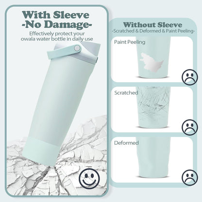 2PCS Silicone Boots for Owala 30oz & 40oz FreeSip Sway Bottles & Tumblers – Non-Slip, Scratch-Resistant, Stability Enhancer for Owala Accessories (Eucalyptus Green) - Colors B