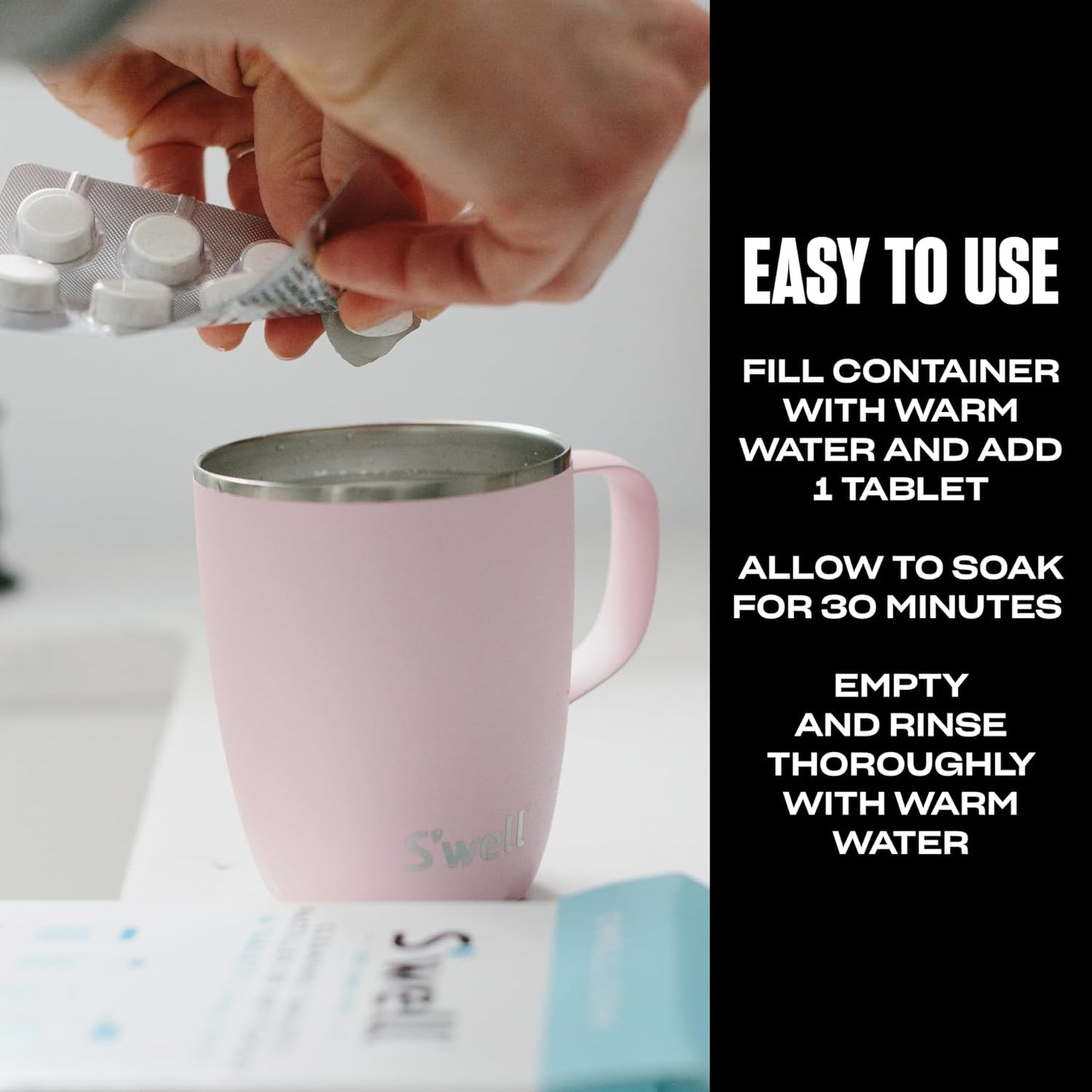 S'well Cleaning Tablets, 16 Tablets, Fast Acting Fizz Away Residue And Odor In Stainless Steel, Chlorine Free And Derived From Natural Substances