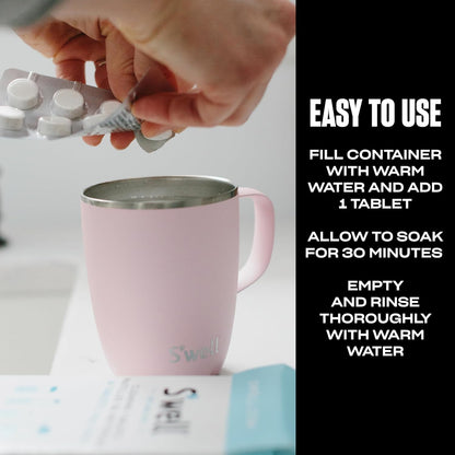 S'well Cleaning Tablets, 16 Tablets, Fast Acting Fizz Away Residue And Odor In Stainless Steel, Chlorine Free And Derived From Natural Substances