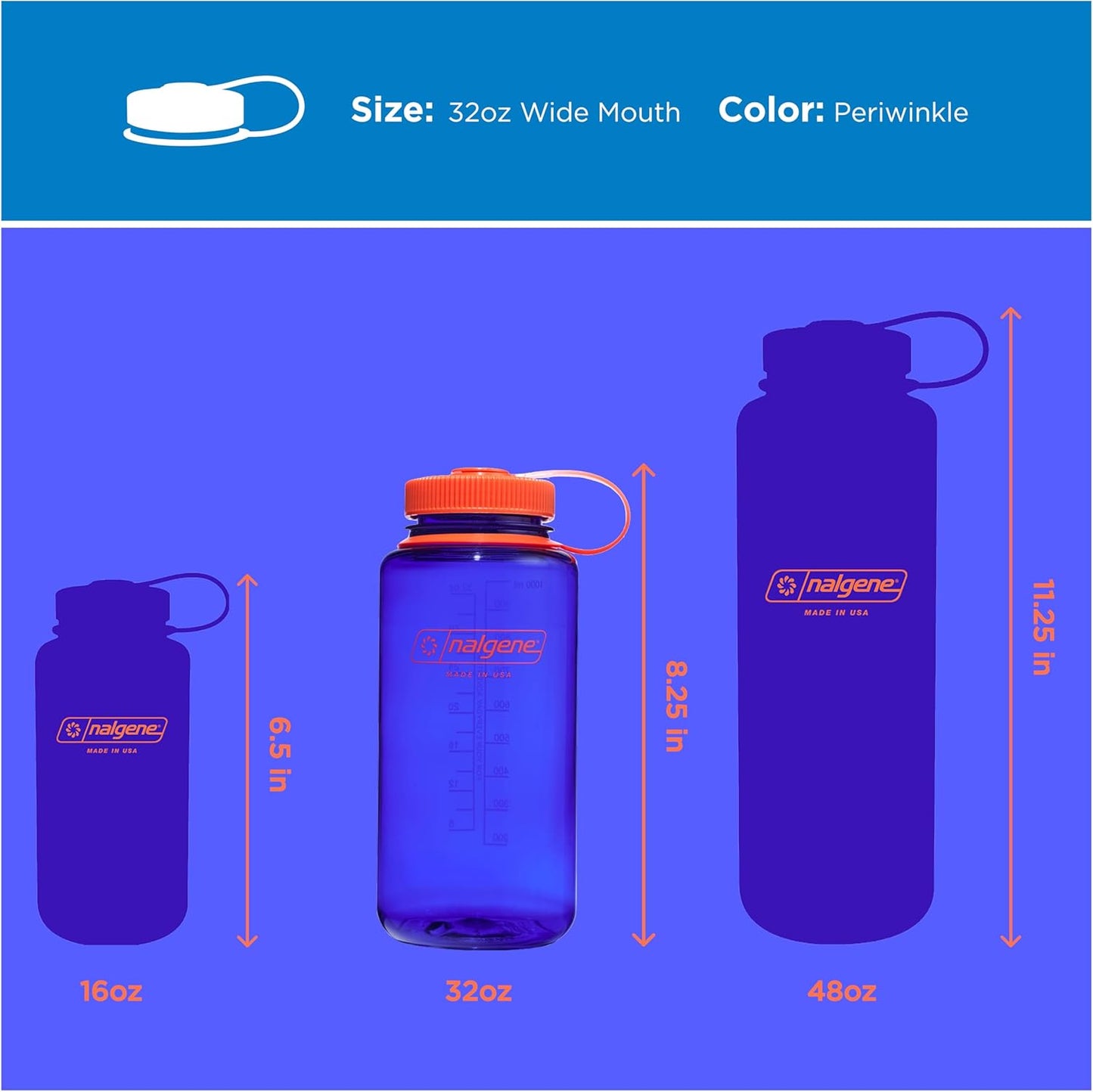 Nalgene 32 oz Wide Mouth Water Bottle | BPA-Free, Durable & Leak Proof, Lightweight Bottle for Hiking & Gym, Work & Travel
