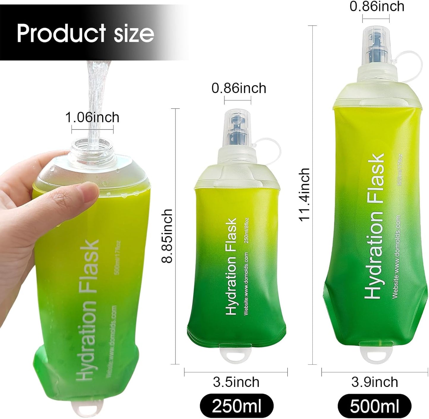 WILDREEDS 500ml Soft Flask, TPU Collapsible Soft Water Bottle for Hydration Pack, Running Vest, Folding Water Bottle for Hiking Cycling Climbing-1Pcs, White