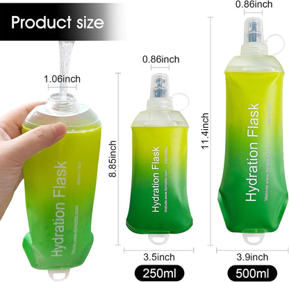 WILDREEDS 500ml Soft Flask, TPU Collapsible Soft Water Bottle for Hydration Pack, Running Vest, Folding Water Bottle for Hiking Cycling Climbing-1Pcs, White
