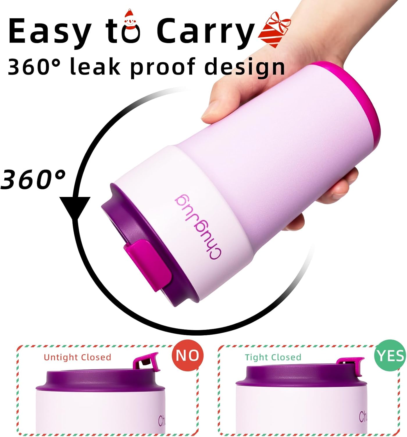 16 oz Travel Coffee Mug with Ceramic Coating, Leak-Proof Vacuum Insulated Coffee Tumbler with Lid, Reusable Double Wall Stainless Steel Travel Cup for Hot& Cold Drinks (Violet Dream)