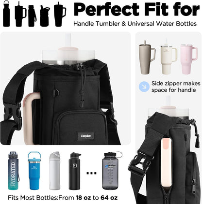 EasyAcc Water Bottle Holder Strap Sling, for Owala FreeSip 24 32 40 oz, Hydro Flask, Cirkul, Yeti, Stanley Flip, Universal Water Bottles, with Carabiner, for Walking Curise Travel (Bottle Excluded)