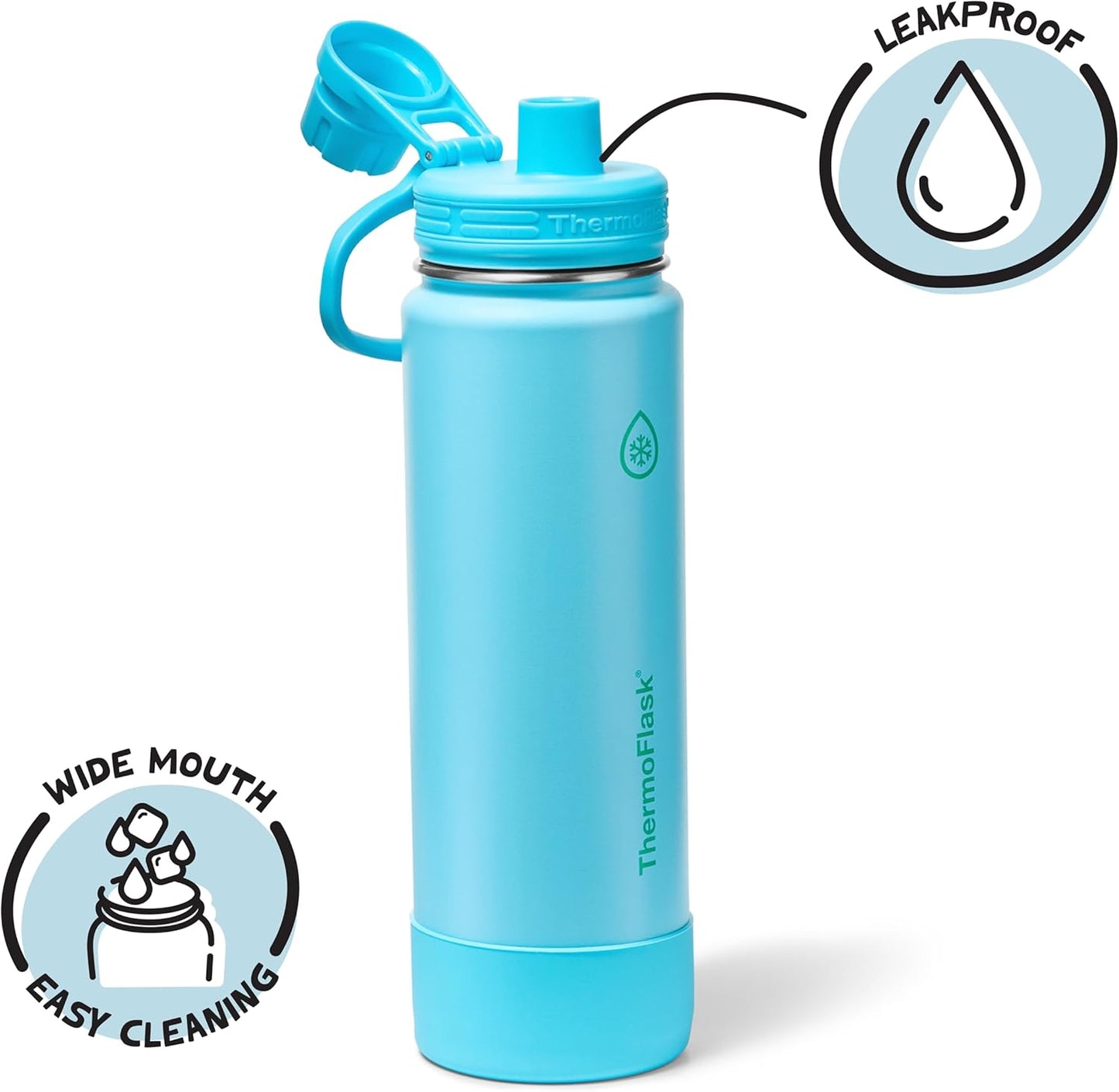ThermoFlask Insulated Water Bottle with Spout Lid (24 oz, Lemonade Stand) - Leakproof, Stainless Steel Water Bottle for Cold & Hot Drinks, Travel & Daily Hydration