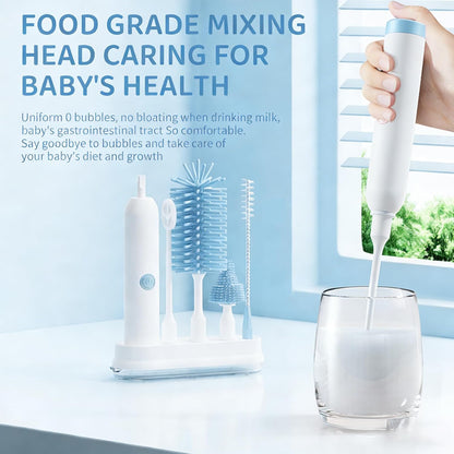 Rechargeable Electric Bottle Brush with Stand - 360° Spin Silicone Cleaner for Baby Bottles, Breast Pumps & Small Household Containers (Sea Blue)
