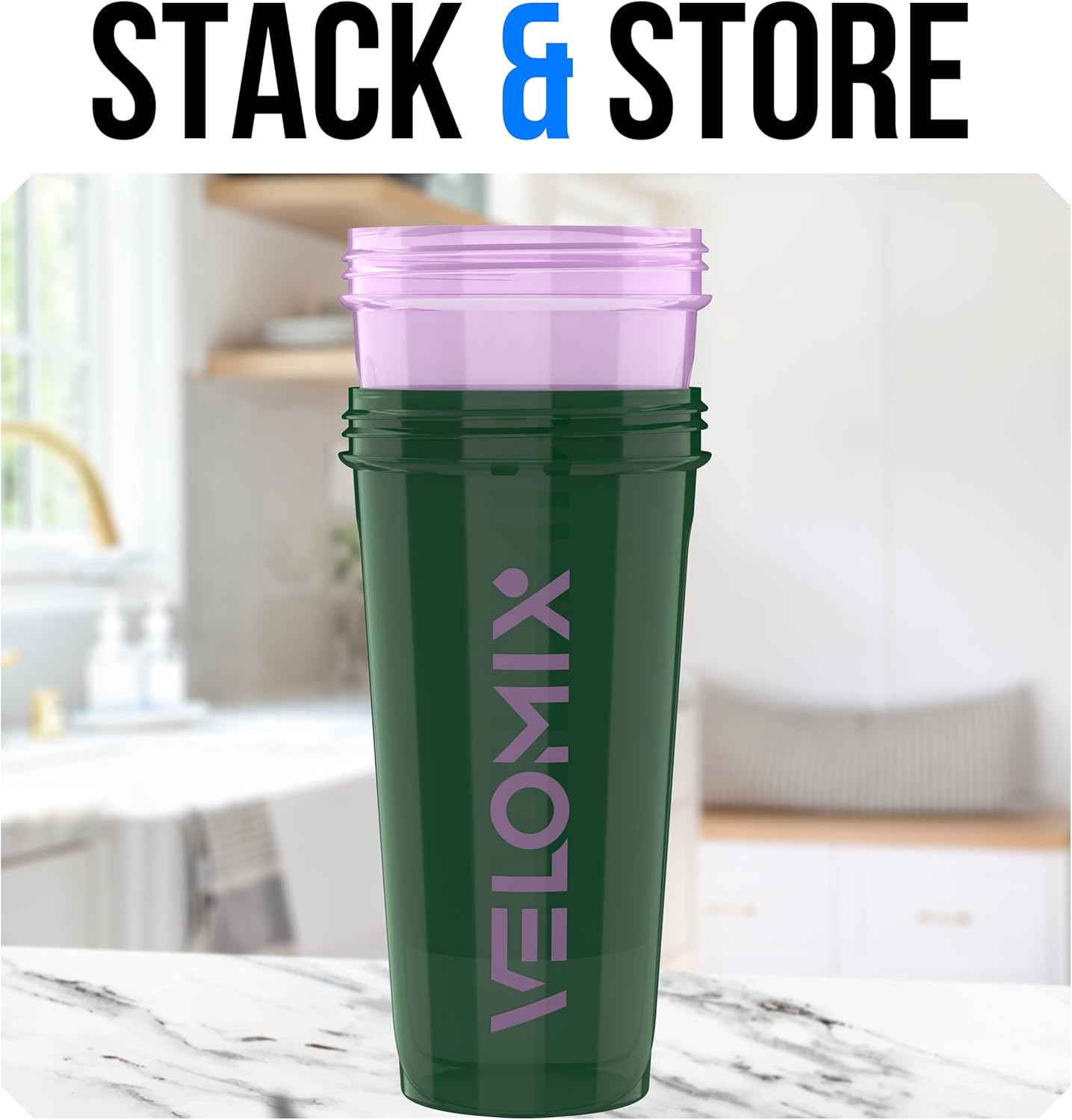 VELOMIX -2 Pack- 28 oz Protein Shaker Bottles for Protein Mixes - 2x Wire Whisk | Leak Proof Shaker Cups for Protein Shakes | Protein Shaker Bottle Pack (Black/Transparent)