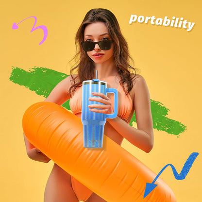 40 oz Tumbler with Handle,Tumbler with Lid and Straw,Double Wall Insulated Cup Stainless Steel Travel Mug(Cold for 34 Hours),Water Bottle for Iced Tea,Coffee,Cold Beverages(Purple)