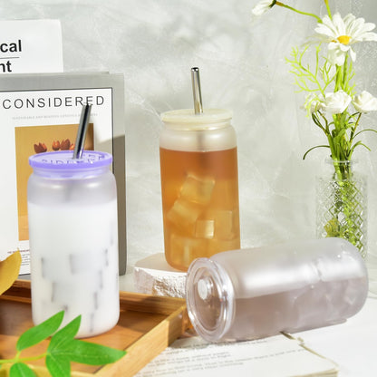 16oz Plastic Mason Jars, 6Pack Clear Mason Drinking Acrylic Cups with Lids and Stainless Steel Straws Iced Coffee Cups Shatterproof Unbreakable Tumblers for Smoothies, Beer, Coffee, Milk Tea, Colored