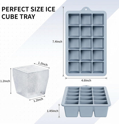 Silicone Ice Cube Tray 3 Pack, HANCELANT Ice Cube Mold, Ice Trays for Freezer with Lid for Whiskey, Baby Food, BPA Free, Easy Release