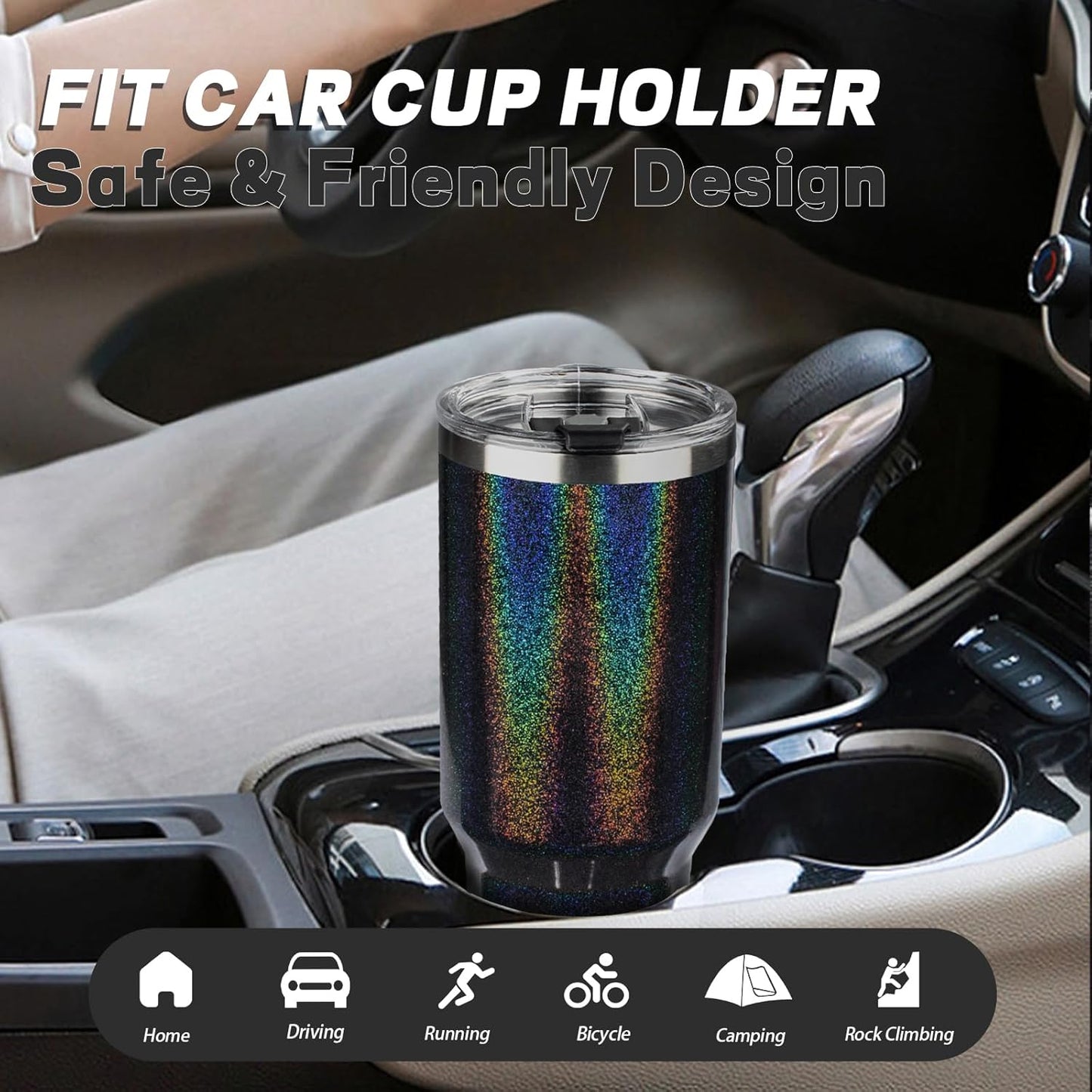 20 oz Tumbler with Lids and Straws, Stainless Steel Insulated Coffee Tumbler, Double Wall Vacuum Insulated Travel Mug Cup, Leakproof Thermal Coffee Cup for Hot and Cold Drinks (azure blue)