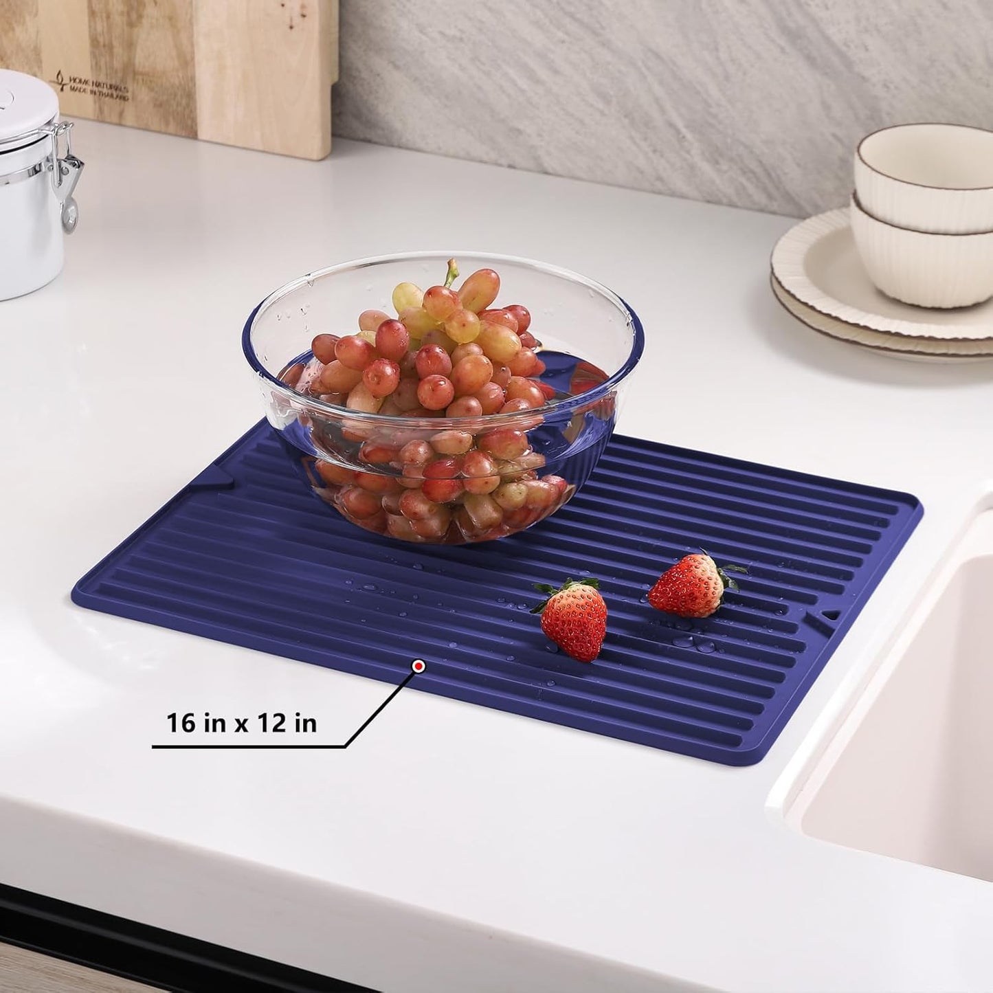 Dish Drying Mat, Mini Silicone Drying Mat for Kitchen Counter, Heat Resistant Silicone Mat for Countertop Protector, Super Thick Non-Slip Dish Drying Pad for Coffee Cup/Bottle/Glassware