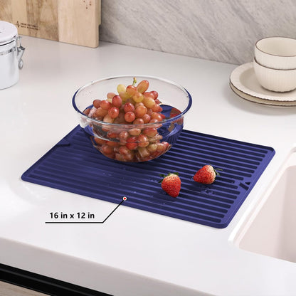 Dish Drying Mat, Mini Silicone Drying Mat for Kitchen Counter, Heat Resistant Silicone Mat for Countertop Protector, Super Thick Non-Slip Dish Drying Pad for Coffee Cup/Bottle/Glassware