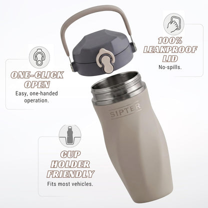 Earth Stone - 24oz Insulated Protein Shaker Bottle - Medical-Grade 316 Stainless Steel - Patent-Pending Clump-Free Design - Odor Proof & Leak-Proof Metal Blender Cup