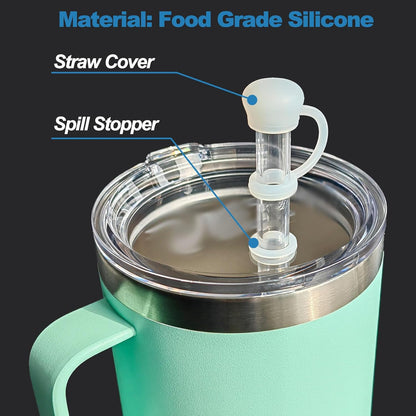 LUOLAO Silicone Spill Stopper Compatible with YETI Straw Cup, Mug Tumbler Accessories Including 2 Straw Cover Topper Cap, 2 Leak Proof Stopper