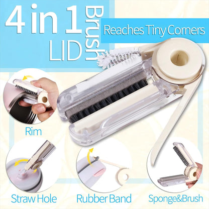 8Pcs Water Bottle Cleaner Brush Compatible with Stanley, Multipurpose Brush Cleaner Kit with Nylon Straw Brush 4 in 1 Bottle Gap Cleaner and Silicone Cup Cleaners