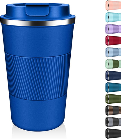 Insulated Coffee Tumbler 12 oz, Stainless Steel Coffee Mug with Lids, Travel Coffee Mug Leak Proof, Double Wall Vacuum Insulated Reusable Coffee Cup, Keep Drinks Hot and Cold (Sky Blue, 12 Ounces)