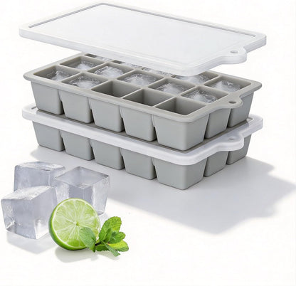 Silicone Ice Cube Tray 3 Pack, HANCELANT Ice Cube Mold, Ice Trays for Freezer with Lid for Whiskey, Baby Food, BPA Free, Easy Release