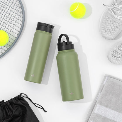 JoyJolt Triple Insulated Water Bottle with Straw Lid AND Flip Lid! 22oz Water Bottle, 12 Hour Hot/Cold Vacuum Insulated Stainless Steel Water Bottle. BPA-Free Leakproof Water Bottles - Thermos Bottle