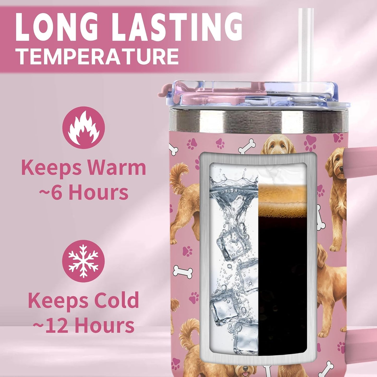 Beagle Gifts for Women Men, 40oz Stainless Steel Insulated Tumbler Travel Cup Mug, Funny and Unique Beagle Gifts for Dog Lover - Colors B