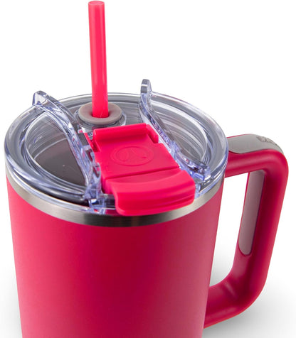Hogg Big Swig 40 oz Tumbler with Handle and Straw - Red, 40oz Insulated Stainless Steel, Water Tumbler with Straw, Water Cup with Handle, Versatile Leak Proof Lid