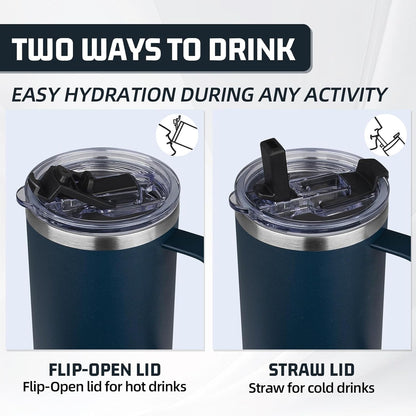 20 oz Tumbler with Handle, Stainless Steel Insulated Tumbler with Lid and Straw, Double Wall Vacuum Coffee Mug Tumbler, Insulated Coffee Thermal Cup for Cold and Hot (Light Purple)
