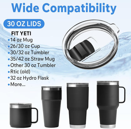 20 oz Tumbler Lid, 2 Pack Magnetic Slider Replacement Lids for YETI 20 oz Tumbler, 10oz Lowball, 10/24oz Mug, Travel Spill Proof Coffee Cup Cover, BPA Free