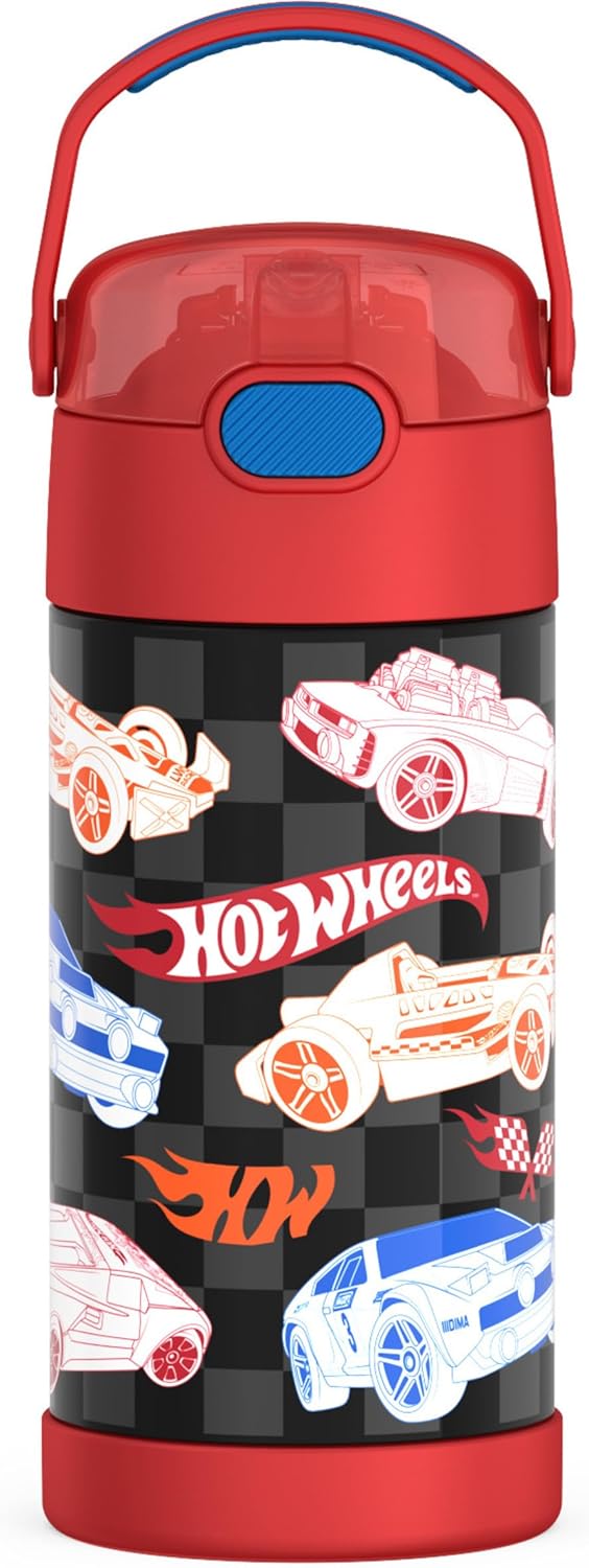 THERMOS FUNTAINER Water Bottle with Straw - 12 Ounce - Kids Stainless Steel Vacuum Insulated Water Bottle with Lid, Bluey - Colors B