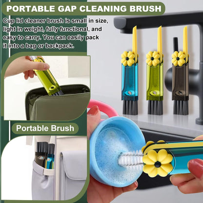 3 in 1 Cup Lid Cleaning Brush, Portable Cup Cleaner Brush, New Water Bottle Lid Cleaner Brush, Multifunctional Cleaning Brush - Home Kitchen Cleaning Tools for Tight Spaces & Bottle Gaps, 3 PCS