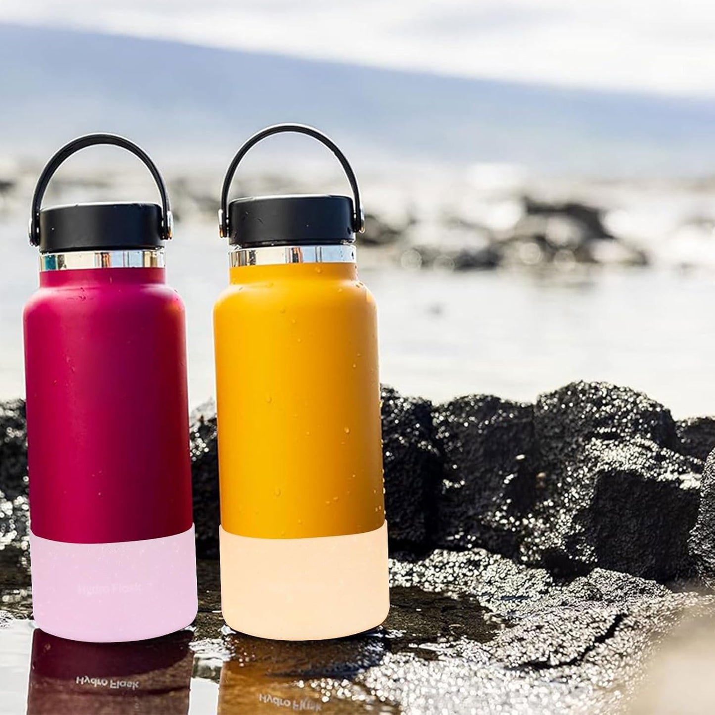 5Pcs Silicone Bottle Boot, Bottom Protector Compatible with Stanley/Hydroflask/Iron Flask/Simple Modern, 2.9-3in Bottom Width of Stainless Water Bottle