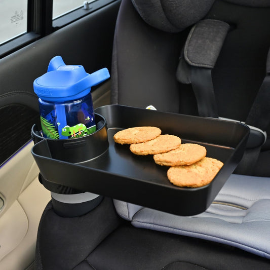 Car Seat Tray, Adjustable Base and Silicone-Supported Anti-Shake Cup Holder, Car Seat Tray for Kids Travel, Car Seat Snack Tray, Car Tray for Toddler, Family Road Trip Essentials for Kids