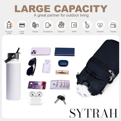 SYTRAH Water Bottle Carrier Bag with Strap, Water Bottle Purse with Phone Pocket 40oz for Walking Hiking