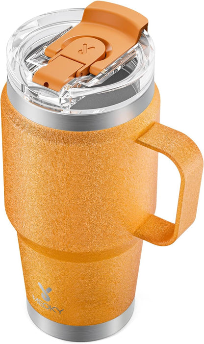 Meoky 32oz Tumbler with Handle, Stainless Steel Travel Mug with 2-in-1 Straw and Sip Lid, Vacuum Insulated Coffee Mug, 100% Leak Proof, Keeps Cold for 24 Hours or Hot for 8 Hours (Sky)