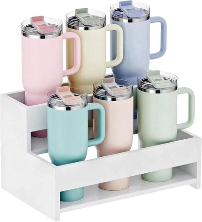 Water Bottle Organizer, 2-Tier 15.7" W Tumbler Holder for 8 Cups, Pantry Kitchen Storage Rack for Wine Bottles Countertop Cabinet
