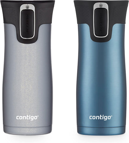 Contigo AUTOSEAL West Loop Vacuum-Insulated Stainless Steel Travel Mug with Easy-Clean Lid 12 oz Blueberry