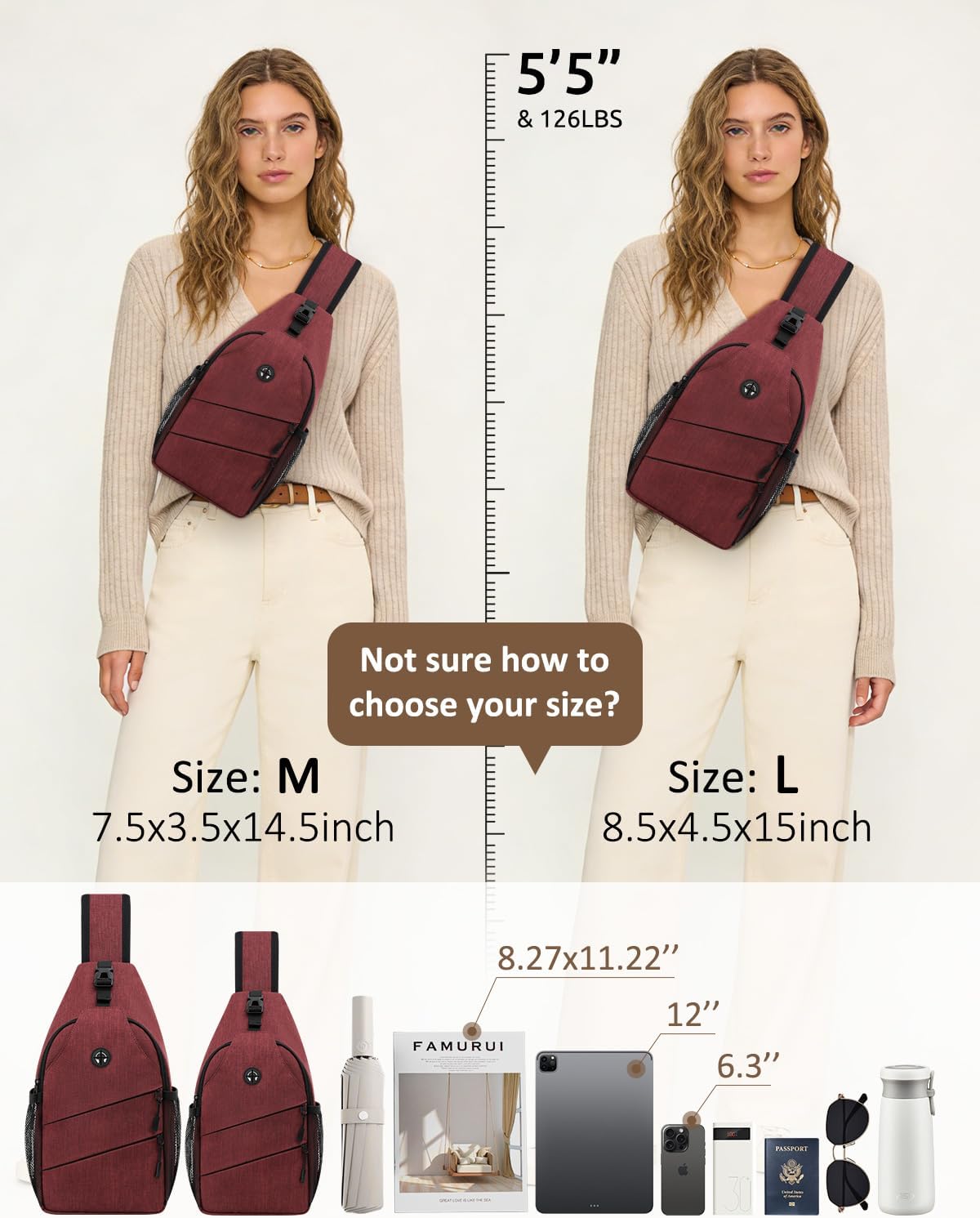 Pritent Crossbody Bags for Women Men Trendy Sling Bag Backpack Casual Chest Bag with Convertible Shoulder Strap